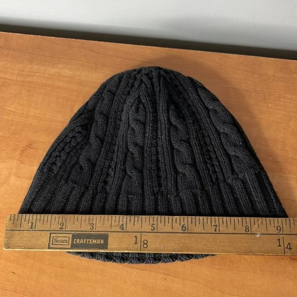 DENVER HAYES Cable Knit Fleece Lined Black Beanie Hat Toque O/S - Picture 9 of 11